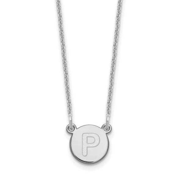 Kazi Luxury 14k White Gold Tiny Circle Block Letter P Initial Necklace - Picture 1 of 2